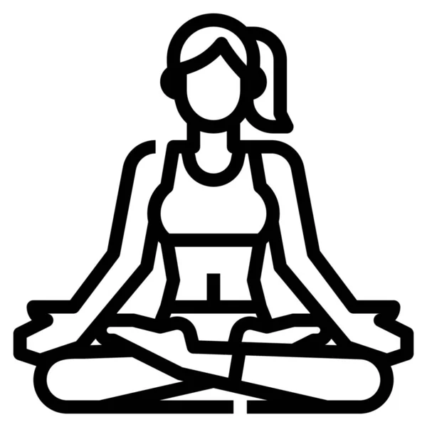 Esercizio Icona Loto Padmasana Stile Outline — Vettoriale Stock