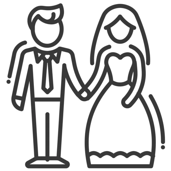 Panna Młoda Narzeczony Małżeństwo Ikona Miłość Romans Kategorii — Wektor stockowy