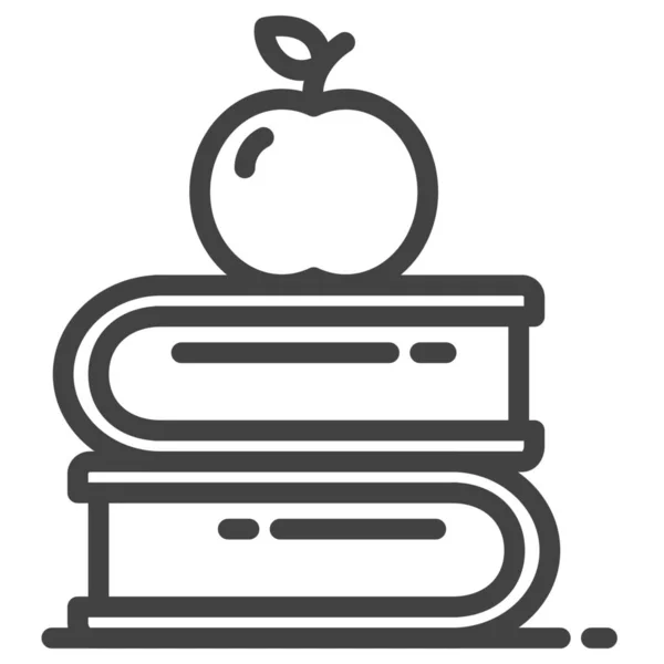 Apple Back Bücher Ikone Umriss Stil — Stockvektor