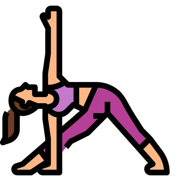 Oefening Uitgebreide Pose Icoon Fitness Yoga Dieet Categorie — Stockvector