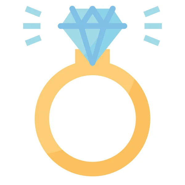 フラットスタイルのダイヤモンド婚約ジュエリーアイコン — ストックベクタ