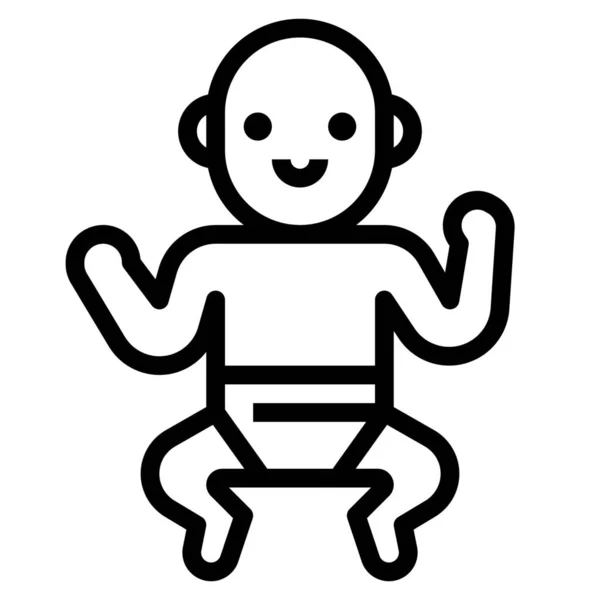Baby Pojke Familj Ikon Kontur Stil — Stock vektor