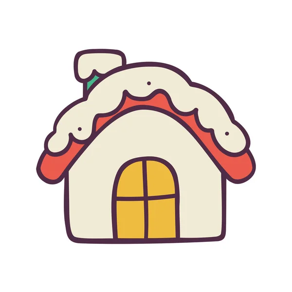 Christmas Cottage Family Icon Filled Outline Style — Stock Vector