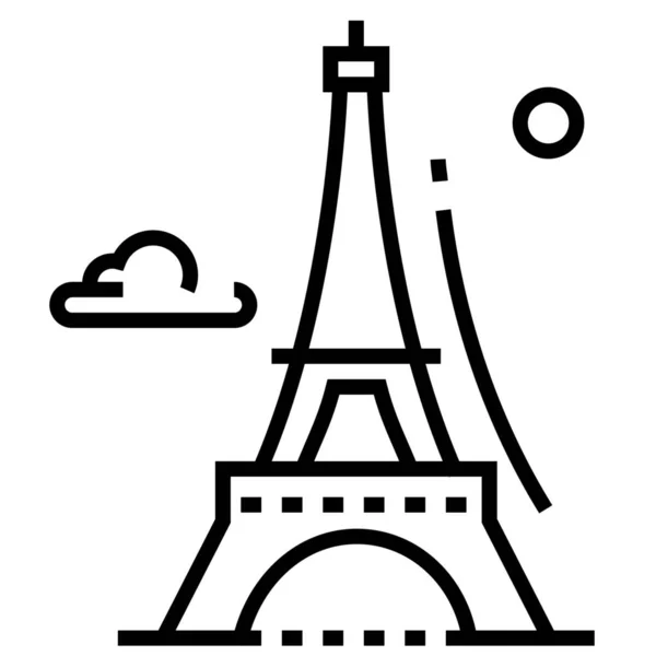 建筑风格轮廓中的埃菲尔铁塔法国图标 — 图库矢量图片