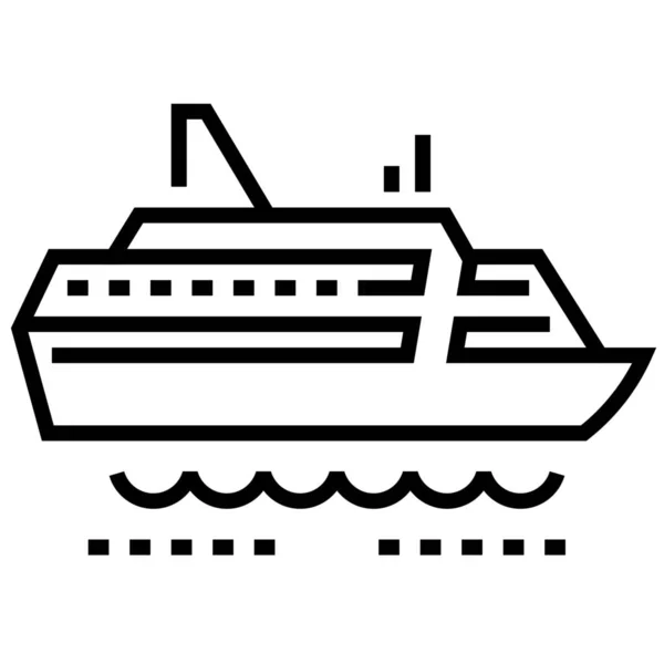 Färja Färja Fartyg Ikon Kontur Stil — Stock vektor