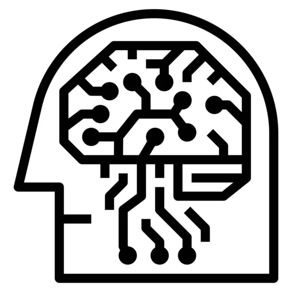 Icône Apprentissage Cognitif Informatique — Image vectorielle