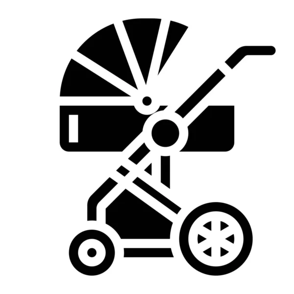 Baby Familj Barnvagn Ikon Fast Stil — Stock vektor