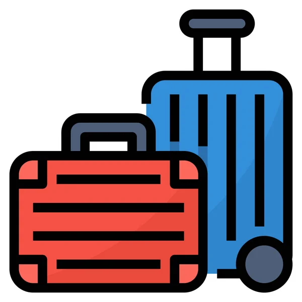 行李行李箱图标充装轮廓风格 — 图库矢量图片