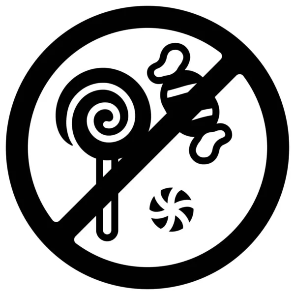 Candy Prohibited Sign Icon Solid Style — ストックベクタ