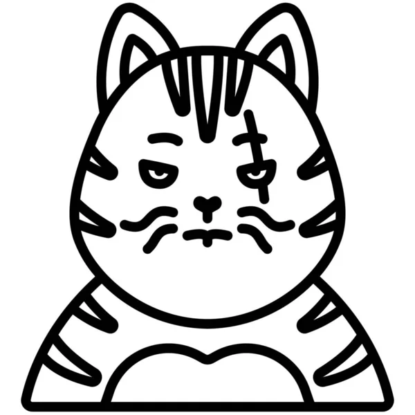 Kat Neko Pluizig Pictogram — Stockvector