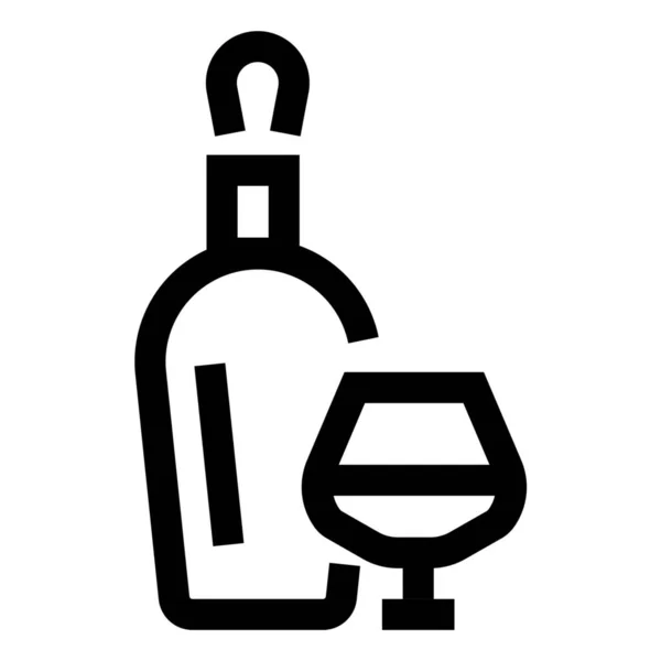 Alkohol Flaska Dryck Ikon Kontur Stil — Stock vektor