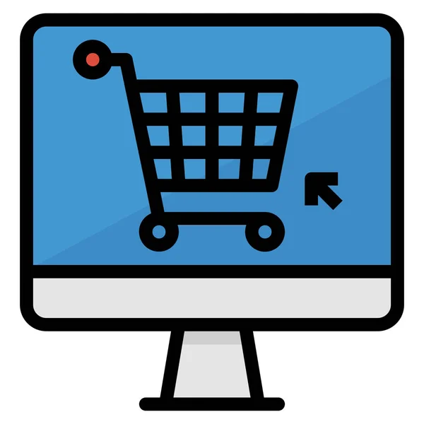 Buy Cart Computer Icon Filled Outline Style — Stock Vector