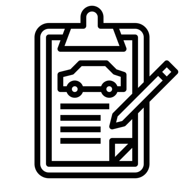 Auto Coche Documento Icono Estilo Esquema — Vector de stock