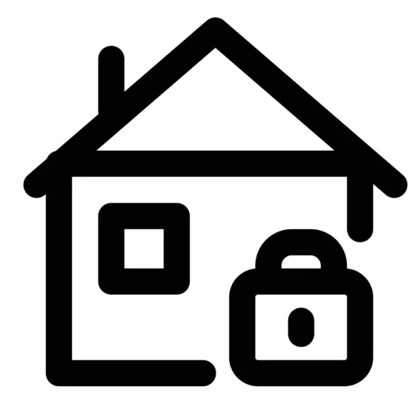 Icono Seguridad Bloqueo Casa Estilo Esquema — Vector de stock