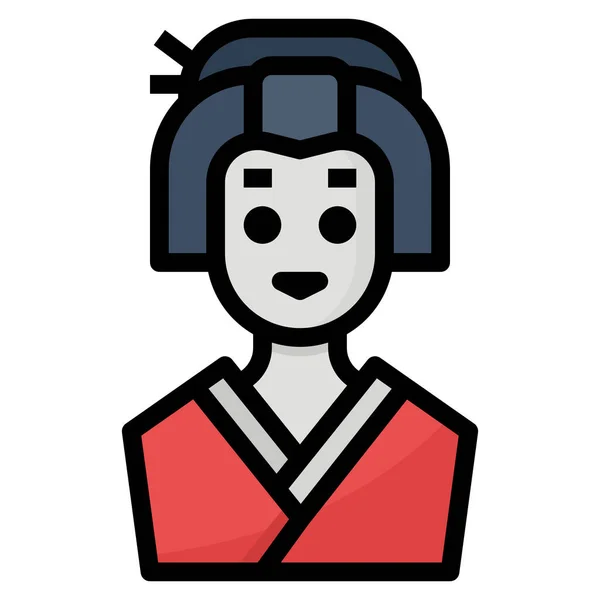 Cultures Geisha Japan Icon Filled Outline Style — Stock Vector