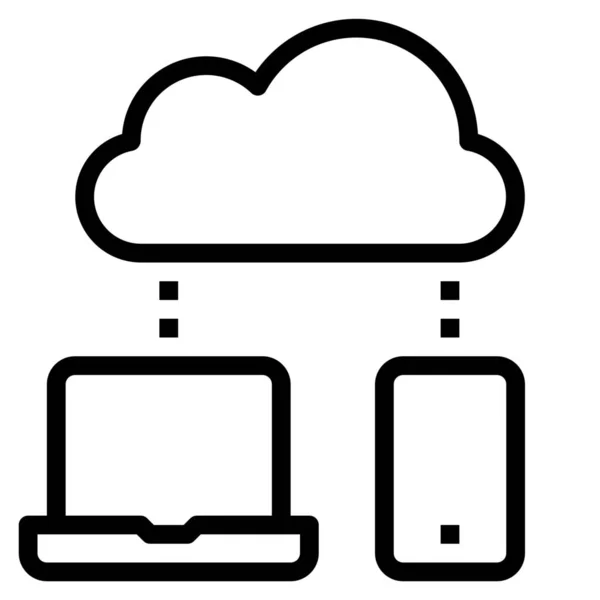 Ikona Sítě Cloudového Počítače Stylu Osnovy — Stockový vektor