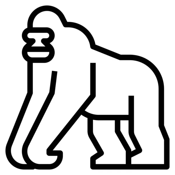 Africká Zvířata Gorila Ikona Stylu Osnovy — Stockový vektor