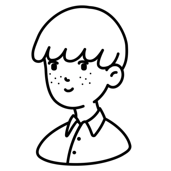 Avatar Boy Freckles Icon Outline Style — 스톡 벡터