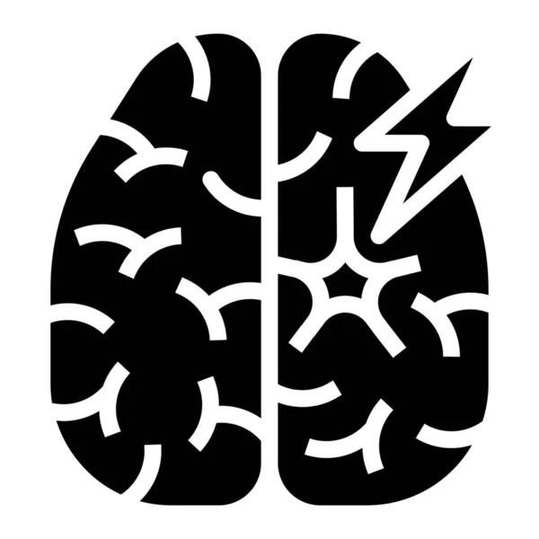 Icono Daño Células Cerebrales Estilo Sólido — Vector de stock