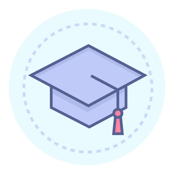 填充轮廓风格的帽盖教育毕业设计图标 — 图库矢量图片