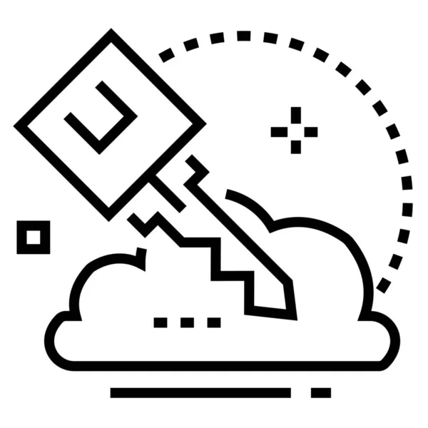 Icono Protección Contraseña Nube Estilo Esquema — Vector de stock