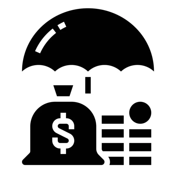 Verzekeringsgeld Betalen Pictogram Solid Stijl — Stockvector