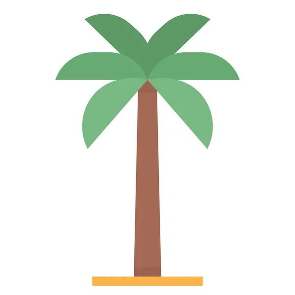 Strand Kokosnoot Palm Icoon Platte Stijl — Stockvector