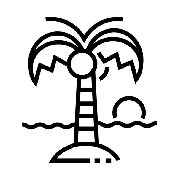 Plaża Palm Morze Ikona Stylu Zarys — Wektor stockowy