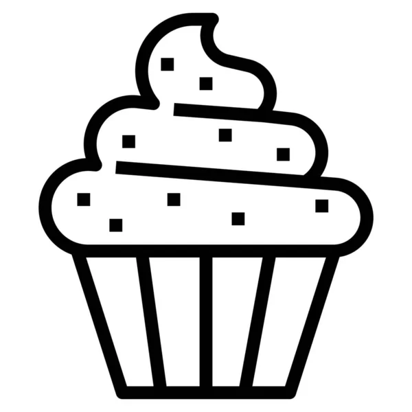Cukrářské Cupcake Ikon Dezert Obrysu Stylu — Stockový vektor