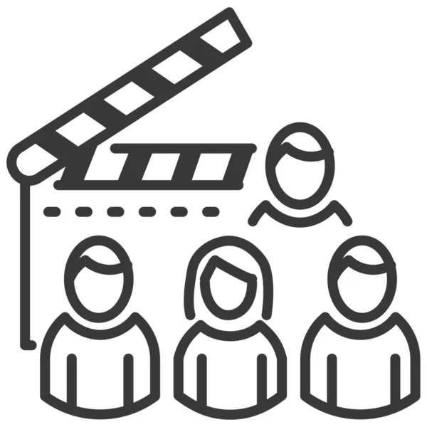 Ηθοποιοί Clapperboard Cast Εικονίδιο Στυλ Περίγραμμα — Διανυσματικό Αρχείο