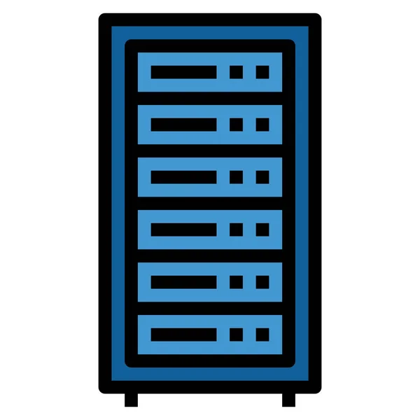 Ikona Serveru Hlavního Počítače Vyplněném Stylu Osnovy — Stockový vektor
