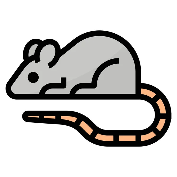 Animali Mouse Icona Stile Contorno Riempito — Vettoriale Stock