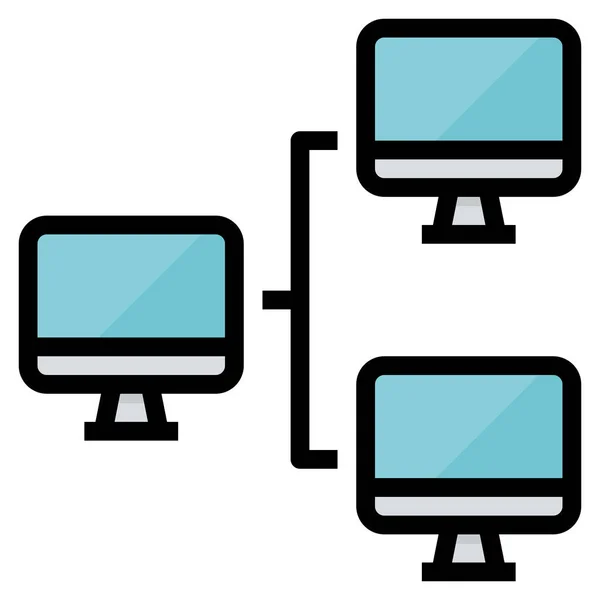 Datalink Netwerk Icoon Gevulde Omtrek Stijl — Stockvector