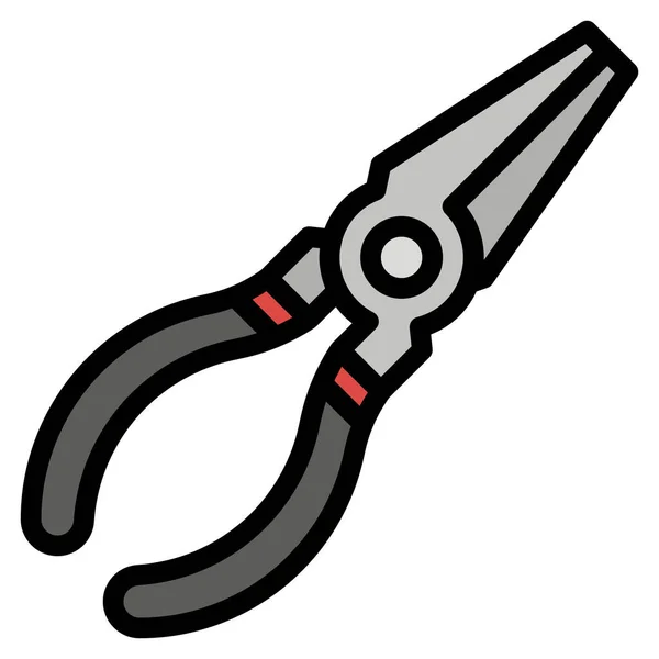 Long Nose Pliers Icon Filled Outline Style — Stock Vector