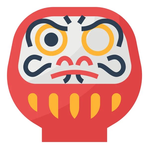 Culturas Daruma Fortuna Icono Estilo Plano — Vector de stock