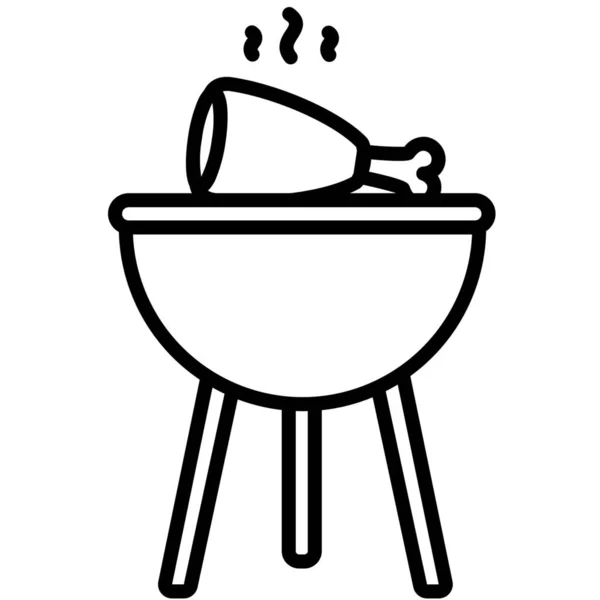 Bbq Camp Cooking Icon Outline Style — Stock Vector