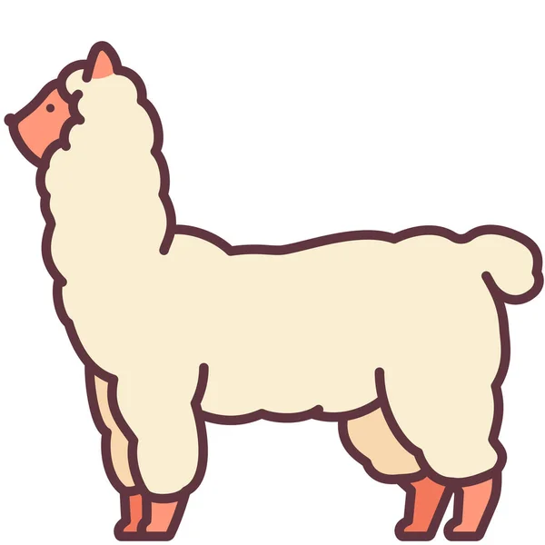 Ícone Lhama Animal Alpaca Estilo Esboço Preenchido — Vetor de Stock