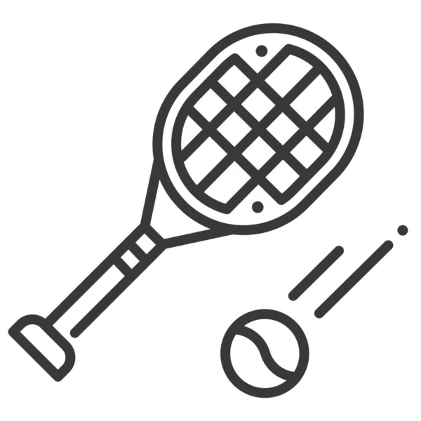 Outline Tarzında Uçan Raket Tenis Ikonu — Stok Vektör