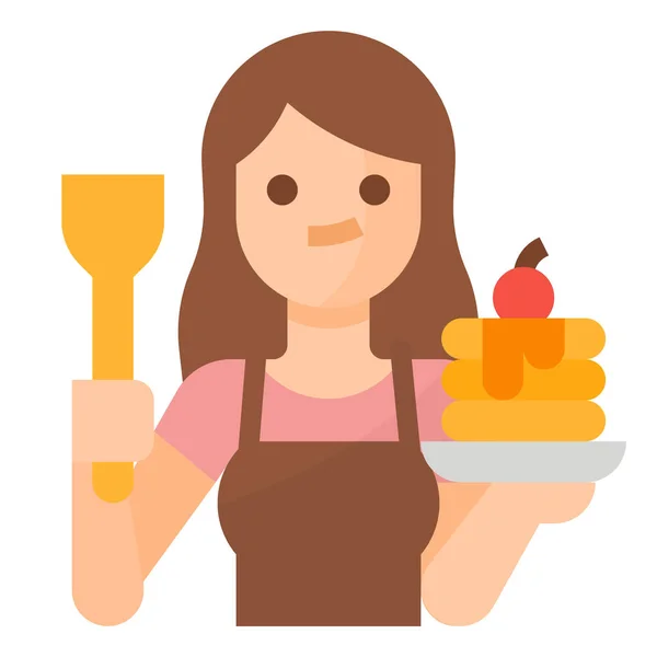 Avatar Cooking Girl Icon Flat Style — Stock Vector