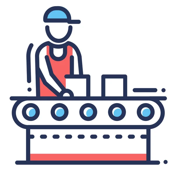 Assembly Line Factory Hard Work Icon — Stock Vector