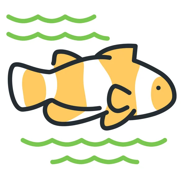 Ikona Ryb Clownfish Morskich Kategorii Zwierzęta — Wektor stockowy