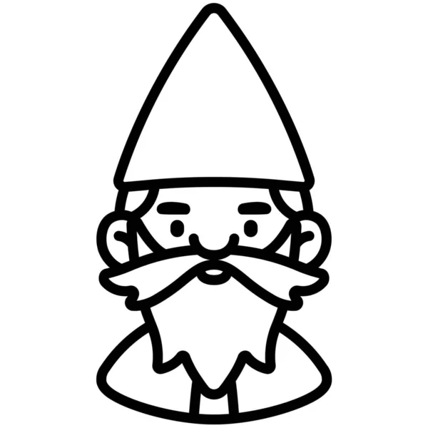 Avatar Icône Gnome Noël Dans Style Outline — Image vectorielle