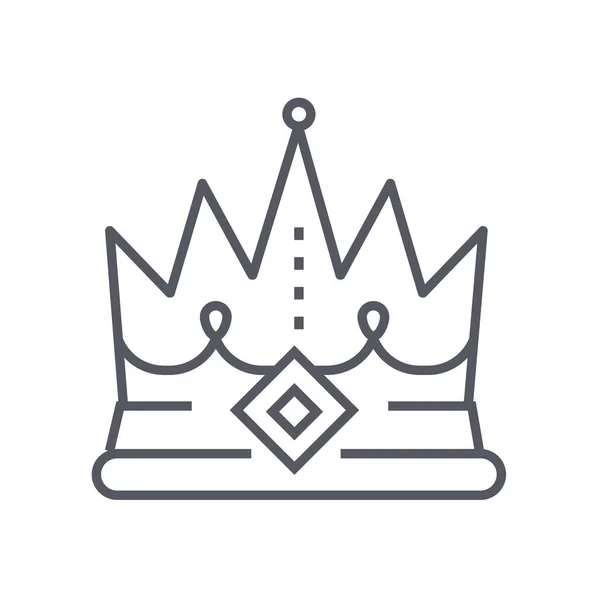 Couronne Roi Icône Royaume Dans Style Contour — Image vectorielle