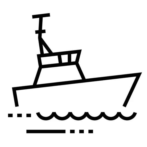 Σκάφος Περιπολίας Εικονίδιο Πλοίου Στυλ Περίγραμμα — Διανυσματικό Αρχείο