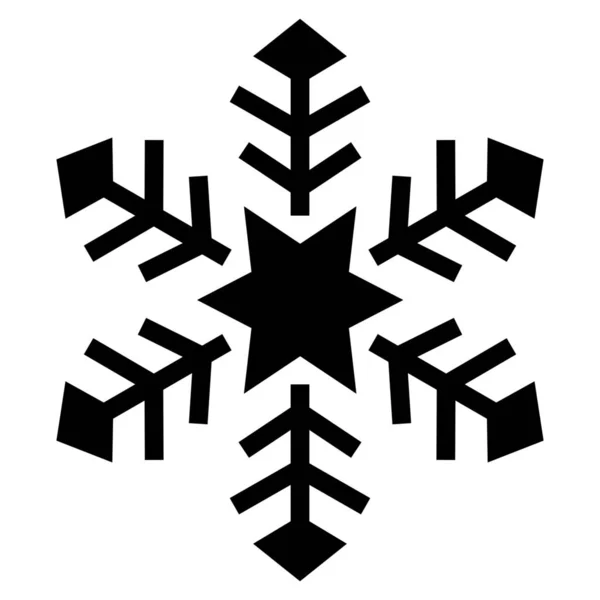 Christmas Cold Snowflake Icon Solid Style — Stock Vector