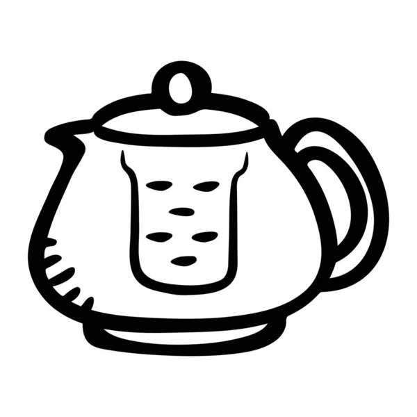 Brew Hot Drink Pot Icon Handdrawn Style — Stock Vector