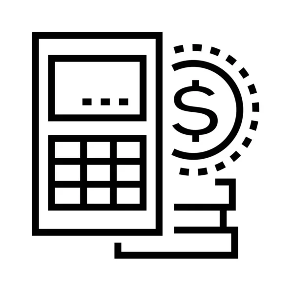 Kalkulator Finanse Ikona Zarys Styl — Wektor stockowy