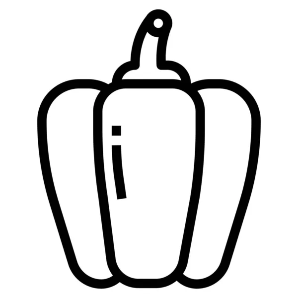 Pimiento Saludable Icono Verduras Campana Estilo Esquema — Vector de stock