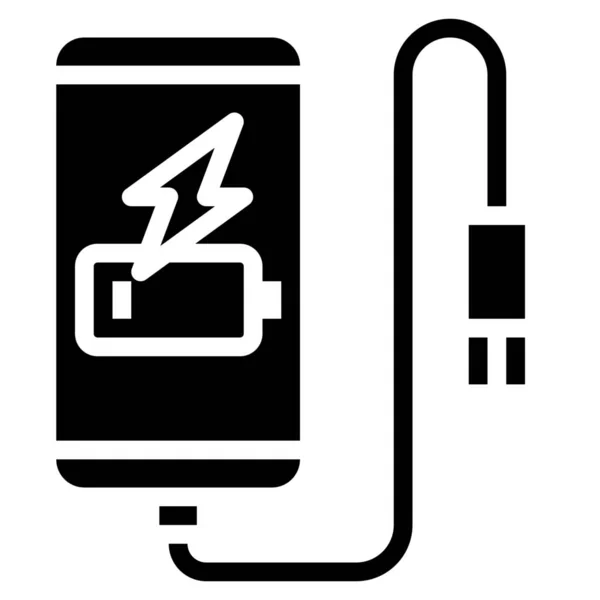 Charging Phone Plug Icon Solid Style — ストックベクタ