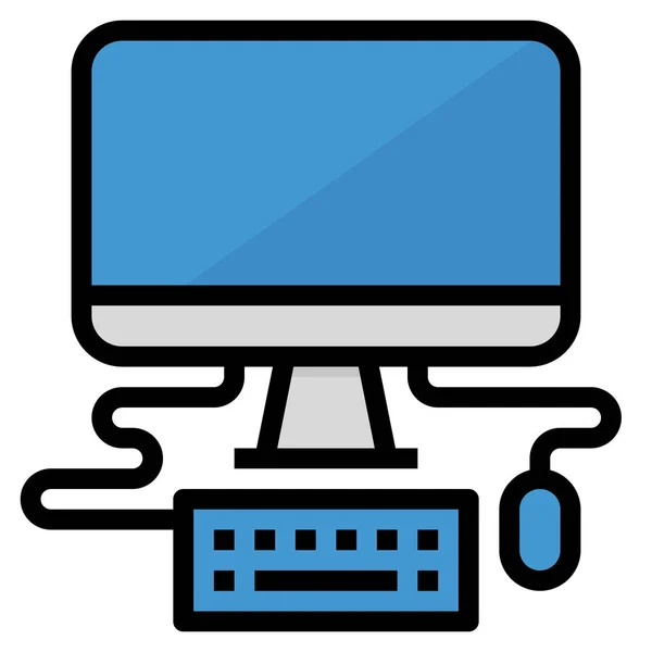 Icono Pantalla Monitor Computadora Estilo Contorno Lleno — Vector de stock